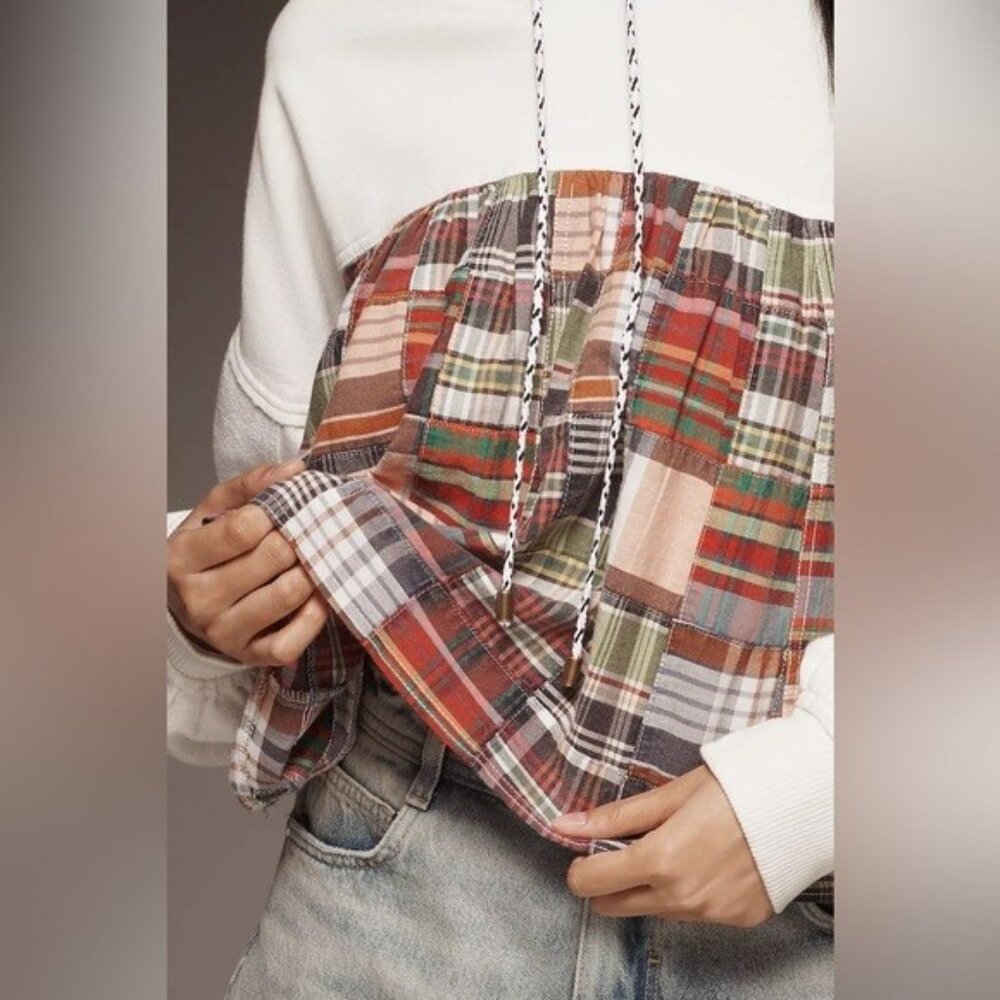 Anthropologie White and Multicolor Plaid Top - Picture 5 of 16